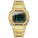 SANDA 390 Fashion Trend Men Business Watch Outdoor Sports Personality Square Digital Electronic Watch(Gold)
