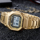 SANDA 390 Fashion Trend Men Business Watch Outdoor Sports Personality Square Digital Electronic Watch(Gold)