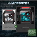 SANDA418 Square Wristwatch Swimming Waterproof Alarm Night light Male Student Watch Simple Fashion Sports Watch(Black)