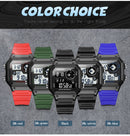 SANDA418 Square Wristwatch Swimming Waterproof Alarm Night light Male Student Watch Simple Fashion Sports Watch(Black)