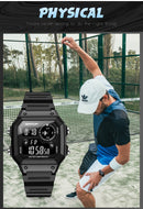 SANDA418 Square Wristwatch Swimming Waterproof Alarm Night light Male Student Watch Simple Fashion Sports Watch(Black)