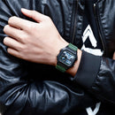SANDA418 Square Wristwatch Swimming Waterproof Alarm Night light Male Student Watch Simple Fashion Sports Watch(Black)