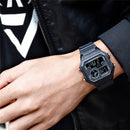 SANDA418 Square Wristwatch Swimming Waterproof Alarm Night light Male Student Watch Simple Fashion Sports Watch(Black)