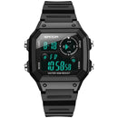 SANDA418 Square Wristwatch Swimming Waterproof Alarm Night light Male Student Watch Simple Fashion Sports Watch(Black)