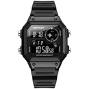 SANDA418 Square Wristwatch Swimming Waterproof Alarm Night light Male Student Watch Simple Fashion Sports Watch(Black)