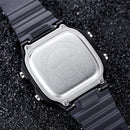 SANDA418 Square Wristwatch Swimming Waterproof Alarm Night light Male Student Watch Simple Fashion Sports Watch(Black)
