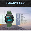 SANDA418 Square Wristwatch Swimming Waterproof Alarm Night light Male Student Watch Simple Fashion Sports Watch(Black)