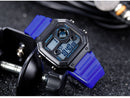 SANDA418 Square Wristwatch Swimming Waterproof Alarm Night light Male Student Watch Simple Fashion Sports Watch(Black)