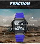 SANDA418 Square Wristwatch Swimming Waterproof Alarm Night light Male Student Watch Simple Fashion Sports Watch(Black)