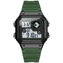 SANDA418 Square Wristwatch Swimming Waterproof Alarm Night light Male Student Watch Simple Fashion Sports Watch(Green)