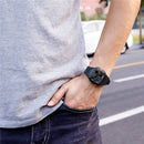 SANDA418 Square Wristwatch Swimming Waterproof Alarm Night light Male Student Watch Simple Fashion Sports Watch(Black White)