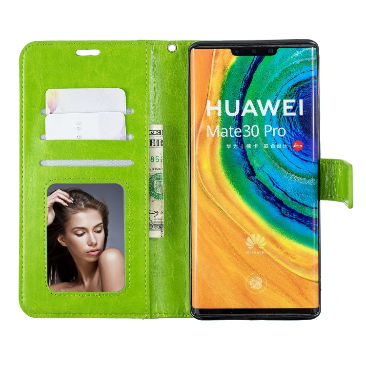 For Huawei Mate 30 Pro Crazy Horse Texture Horizontal Flip Leather Case with Holder & Card Slots & Wallet & Photo Frame(Green)