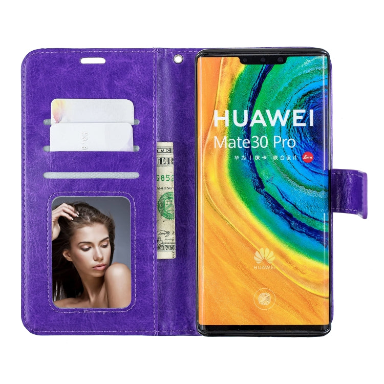 For Huawei Mate 30 Pro Crazy Horse Texture Horizontal Flip Leather Case with Holder & Card Slots & Wallet & Photo Frame(Purple)