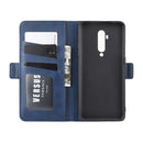 For OnePlus 7T Pro Dual-side Magnetic Buckle Horizontal Flip Leather Case with Holder & Card Slots & Wallet & Photo Frame(Dark Blue)