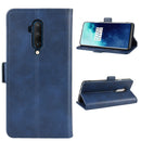 For OnePlus 7T Pro Dual-side Magnetic Buckle Horizontal Flip Leather Case with Holder & Card Slots & Wallet & Photo Frame(Dark Blue)