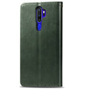 For OPPO A5 2020 / A9 2020 Retro Solid Color Leather Buckle Phone Case with Lanyard & Photo Frame & Card Slot & Wallet & Stand Function(Green)