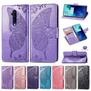 For One Plus 7T Pro Butterfly Love Flower Embossed Horizontal Flip Leather Case with Bracket Lanyard Card Slot Wallet(Black)