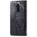 For One Plus 7T Pro Butterfly Love Flower Embossed Horizontal Flip Leather Case with Bracket Lanyard Card Slot Wallet(Black)
