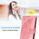 For One Plus 7T Pro Butterfly Love Flower Embossed Horizontal Flip Leather Case with Bracket Lanyard Card Slot Wallet(Blue)