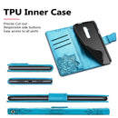 For One Plus 7T Pro Butterfly Love Flower Embossed Horizontal Flip Leather Case with Bracket Lanyard Card Slot Wallet(Blue)