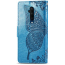 For One Plus 7T Pro Butterfly Love Flower Embossed Horizontal Flip Leather Case with Bracket Lanyard Card Slot Wallet(Blue)