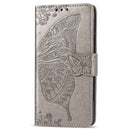 For One Plus 7T Pro Butterfly Love Flower Embossed Horizontal Flip Leather Case with Bracket Lanyard Card Slot Wallet(Gray)