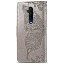 For One Plus 7T Pro Butterfly Love Flower Embossed Horizontal Flip Leather Case with Bracket Lanyard Card Slot Wallet(Gray)
