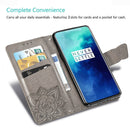 For One Plus 7T Pro Butterfly Love Flower Embossed Horizontal Flip Leather Case with Bracket Lanyard Card Slot Wallet(Gray)