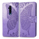 For One Plus 7T Pro Butterfly Love Flower Embossed Horizontal Flip Leather Case with Bracket Lanyard Card Slot Wallet(Light Purple)