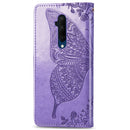 For One Plus 7T Pro Butterfly Love Flower Embossed Horizontal Flip Leather Case with Bracket Lanyard Card Slot Wallet(Light Purple)