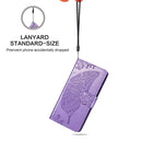 For One Plus 7T Pro Butterfly Love Flower Embossed Horizontal Flip Leather Case with Bracket Lanyard Card Slot Wallet(Light Purple)