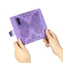 For One Plus 7T Pro Butterfly Love Flower Embossed Horizontal Flip Leather Case with Bracket Lanyard Card Slot Wallet(Light Purple)
