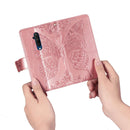 For One Plus 7T Pro Butterfly Love Flower Embossed Horizontal Flip Leather Case with Bracket Lanyard Card Slot Wallet(Rose Gold)