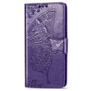 For One Plus 7T Pro Butterfly Love Flower Embossed Horizontal Flip Leather Case with Bracket Lanyard Card Slot Wallet(Dark Purple)
