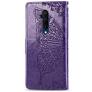 For One Plus 7T Pro Butterfly Love Flower Embossed Horizontal Flip Leather Case with Bracket Lanyard Card Slot Wallet(Dark Purple)