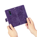 For One Plus 7T Pro Butterfly Love Flower Embossed Horizontal Flip Leather Case with Bracket Lanyard Card Slot Wallet(Dark Purple)