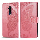 For One Plus 7T Pro Butterfly Love Flower Embossed Horizontal Flip Leather Case with Bracket Lanyard Card Slot Wallet(Pink)