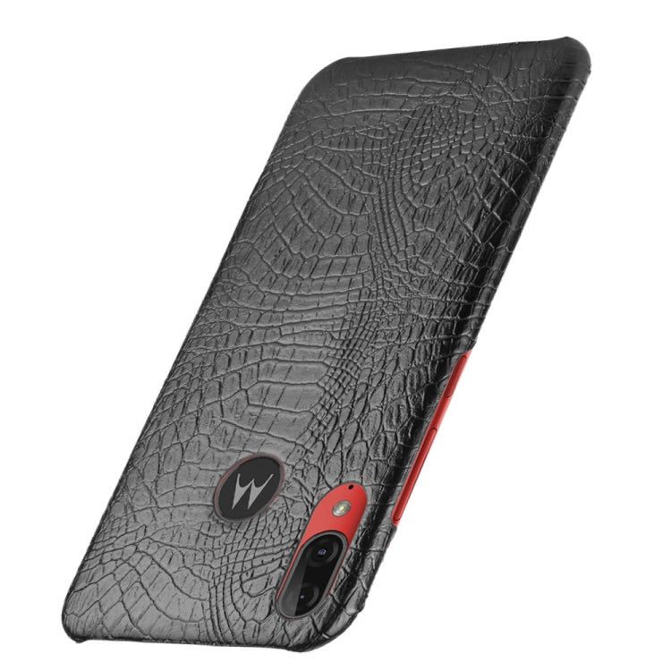For Motorola Moto E6 Plus Shockproof Crocodile Texture PC + PU Case(Black)