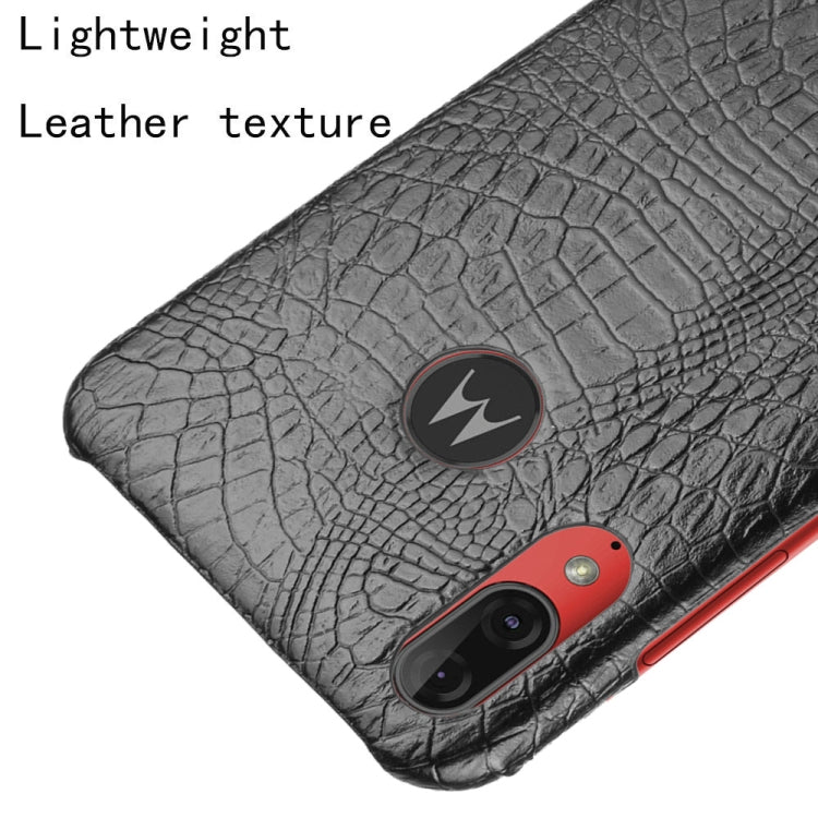 For Motorola Moto E6 Plus Shockproof Crocodile Texture PC + PU Case(Black)