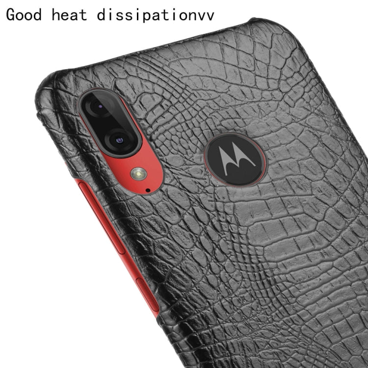 For Motorola Moto E6 Plus Shockproof Crocodile Texture PC + PU Case(Black)