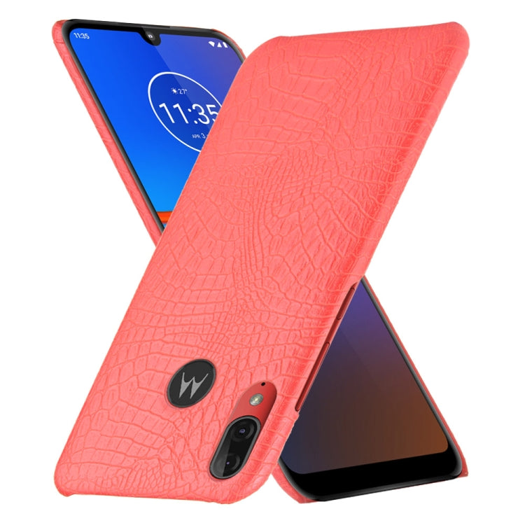 For Motorola Moto E6 Plus Shockproof Crocodile Texture PC + PU Case(Red)