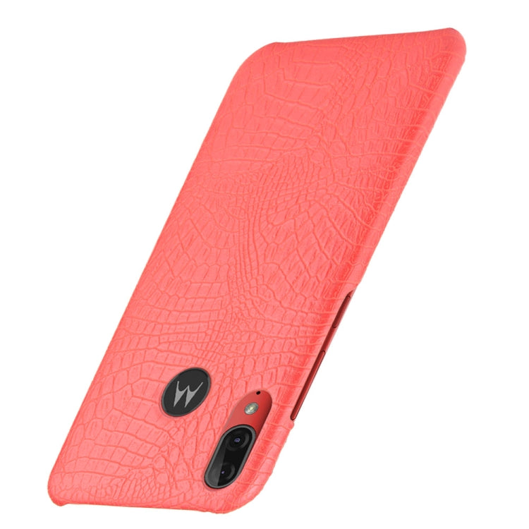 For Motorola Moto E6 Plus Shockproof Crocodile Texture PC + PU Case(Red)