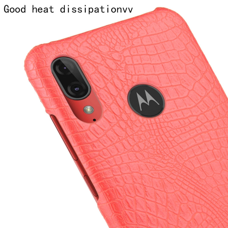 For Motorola Moto E6 Plus Shockproof Crocodile Texture PC + PU Case(Red)