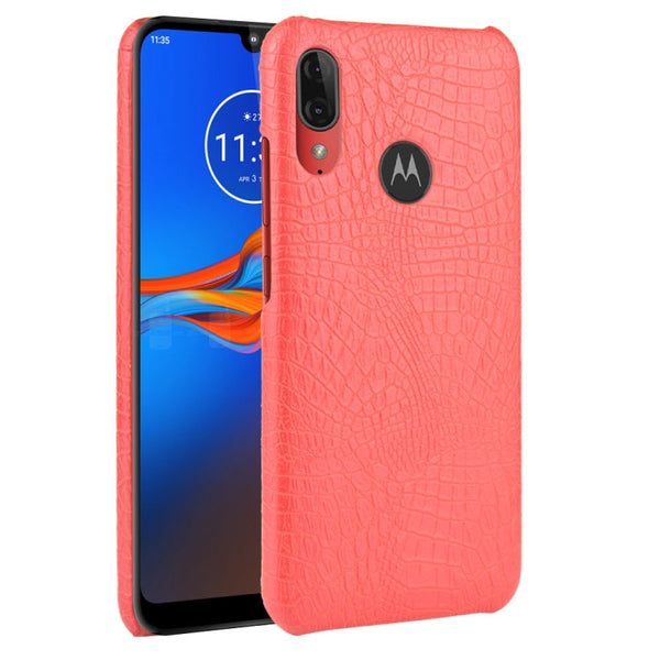 For Motorola Moto E6 Plus Shockproof Crocodile Texture PC + PU Case(Red)