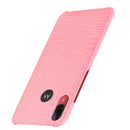 For Motorola Moto E6 Plus Shockproof Crocodile Texture PC + PU Case(Pink)
