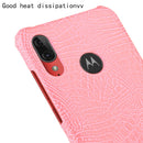 For Motorola Moto E6 Plus Shockproof Crocodile Texture PC + PU Case(Pink)