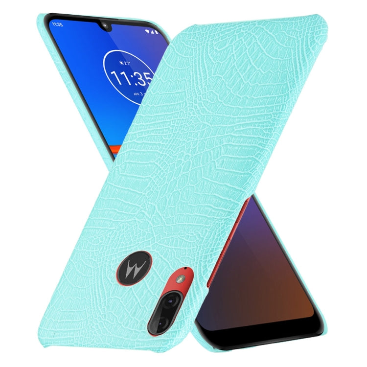 For Motorola Moto E6 Plus Shockproof Crocodile Texture PC + PU Case(Light green)