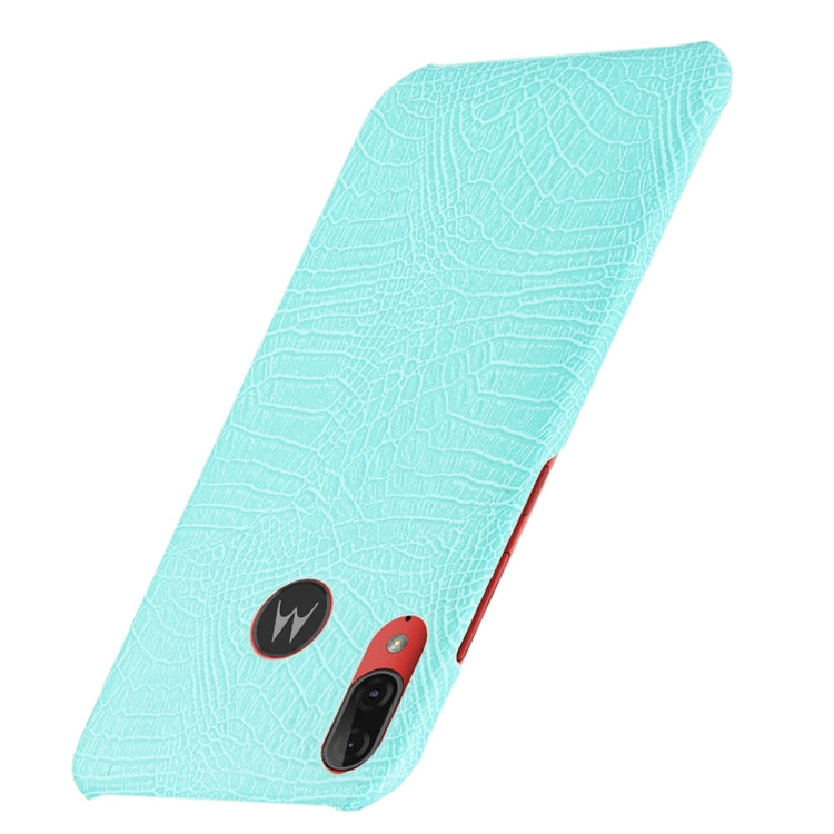 For Motorola Moto E6 Plus Shockproof Crocodile Texture PC + PU Case(Light green)