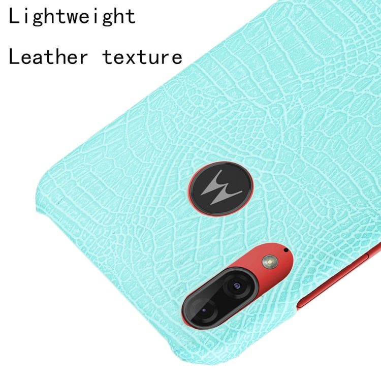 For Motorola Moto E6 Plus Shockproof Crocodile Texture PC + PU Case(Light green)