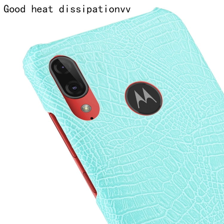 For Motorola Moto E6 Plus Shockproof Crocodile Texture PC + PU Case(Light green)